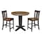 International Concepts 36 in. Solid Wood Round Top Dining Table with 2 Counter Height Stools in Hickory/Washed Coal K45-36RT-23B-S102-2 - alternate 1